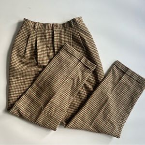 Vintage Plaid Pants - Brown and Cream